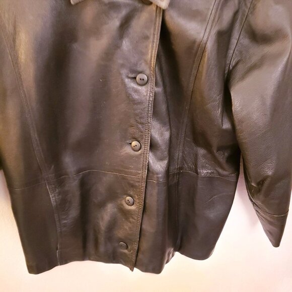 Tadmor Vintage Black Leather Button Front Cropped Jacket Made in Israel Size 40 - Picture 4 of 15